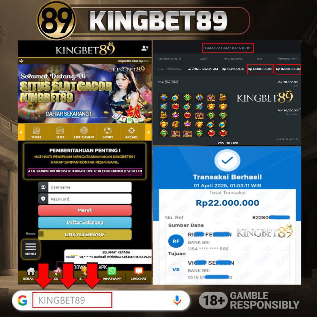 Rekapan PP GATOT KOCO 1000 KINGBET89 Terbaru 22.000.000 Lunas !