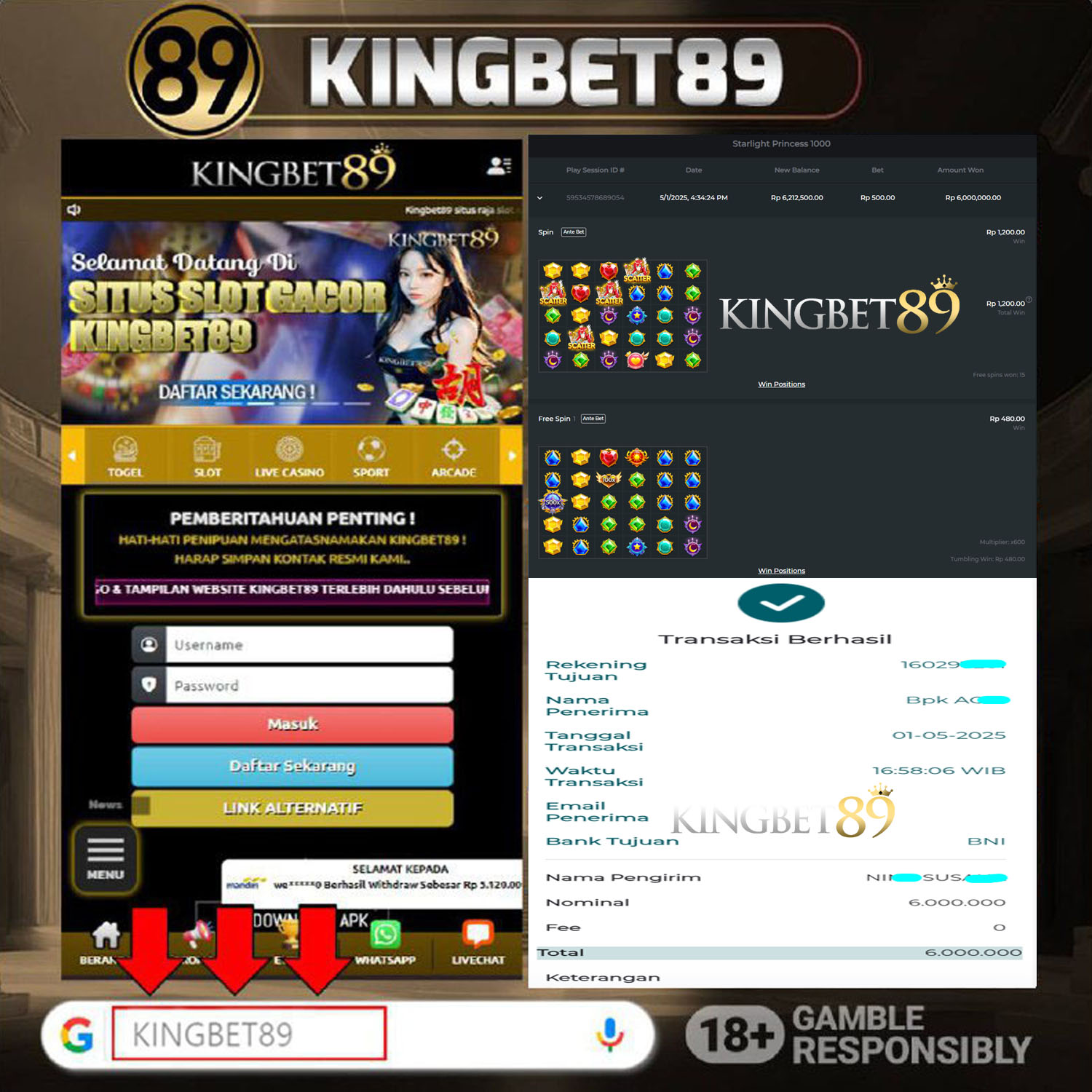 Rekapan PUTRI BINTANG 1000 KINGBET89 Terbaru 6.000.000 Lunas !