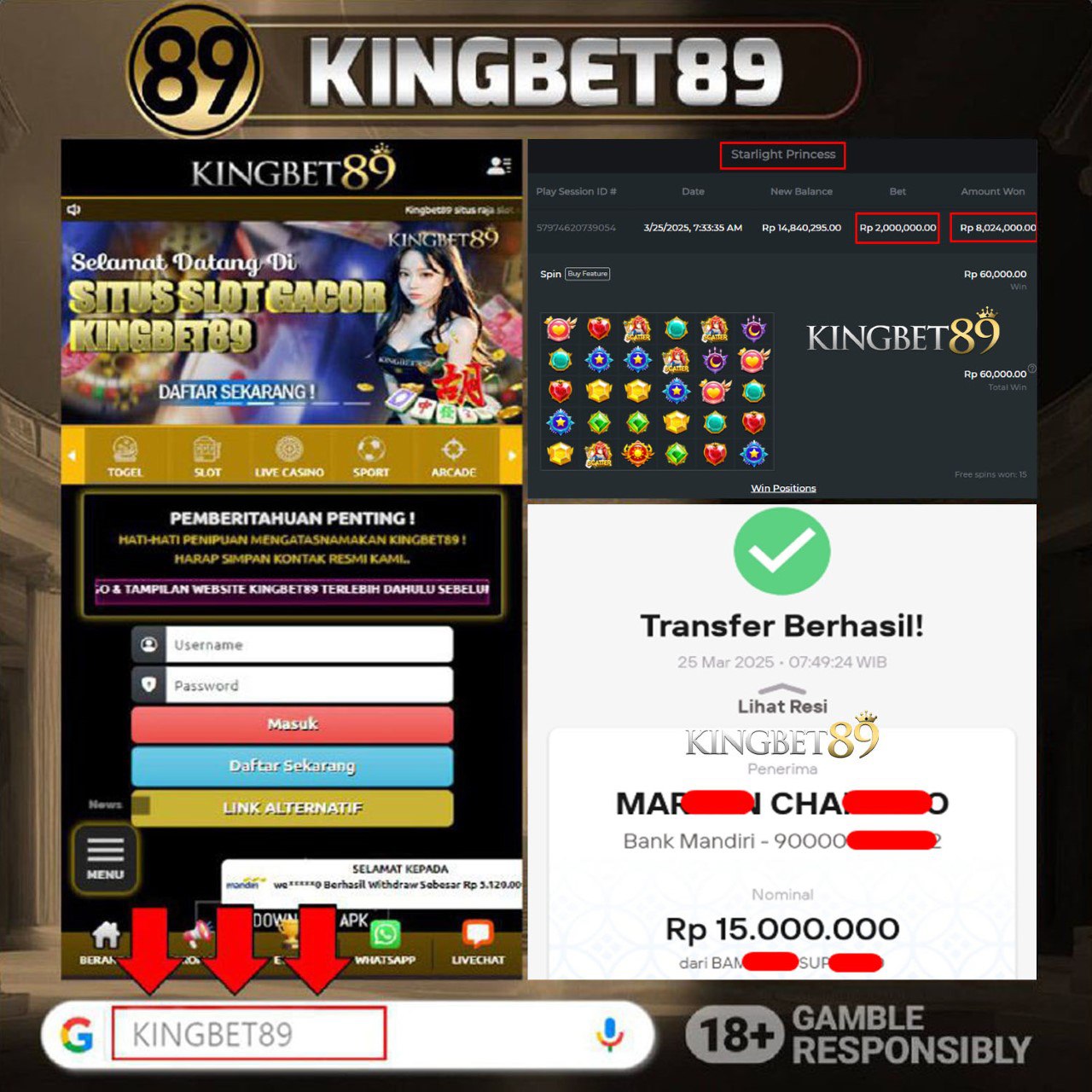 Rekapan PP PUTRI BINTANG KINGBET89 Terbaru 15.000.000 Lunas !
