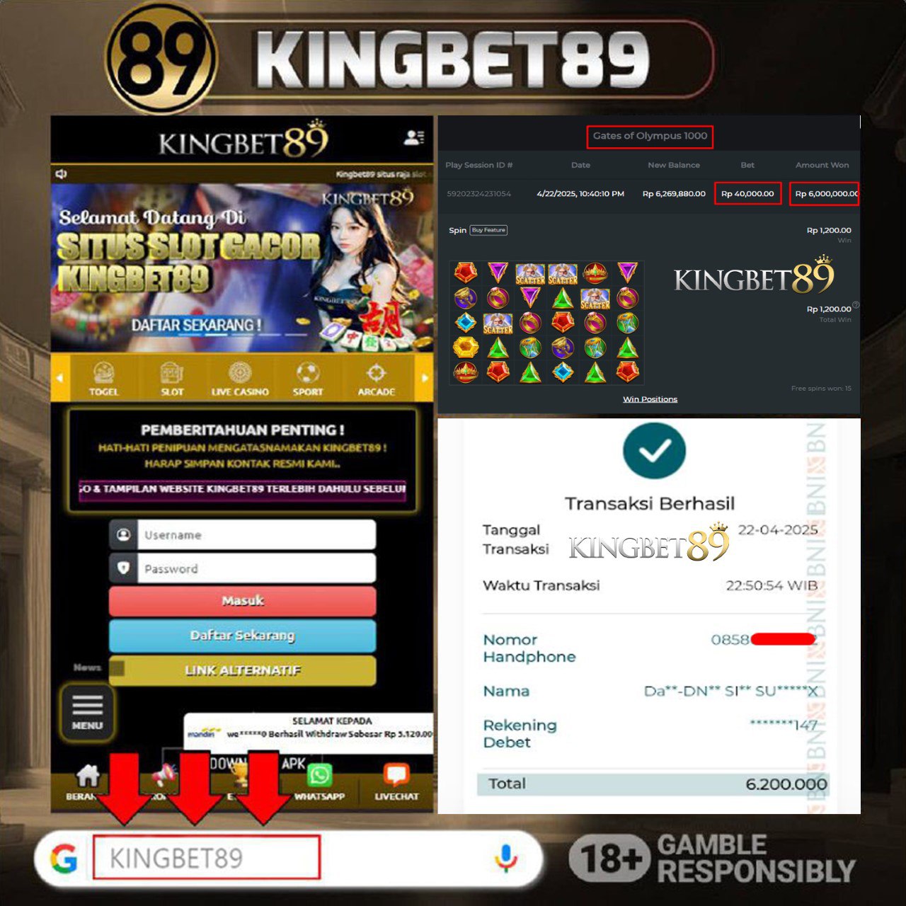 Rekapan KAKEK PETIR OLYMPUS KINGBET89 Terbaru 6.200.000 Lunas !