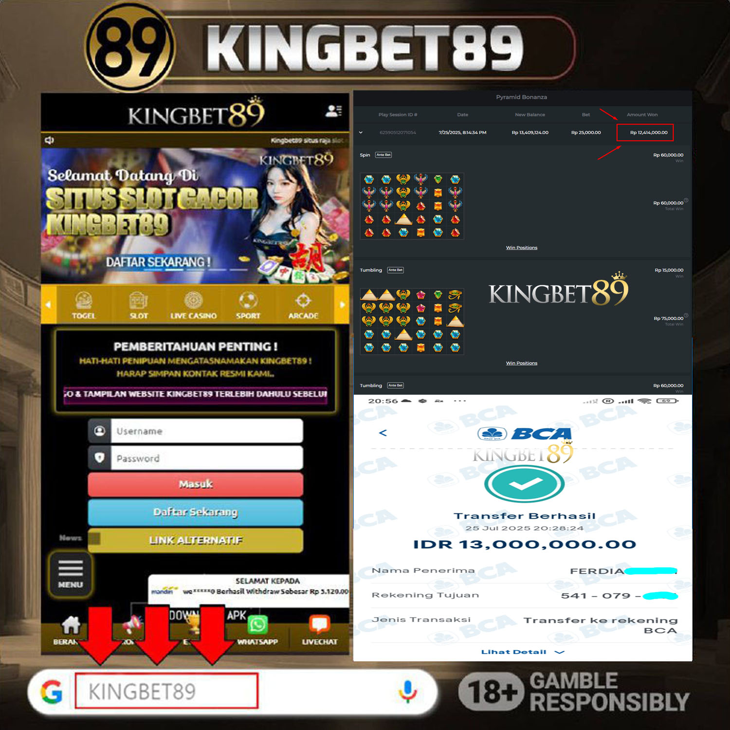 Rekapan PP PYRAMID BONANZA KINGBET89 Terbaru 13.000.000 Lunas !