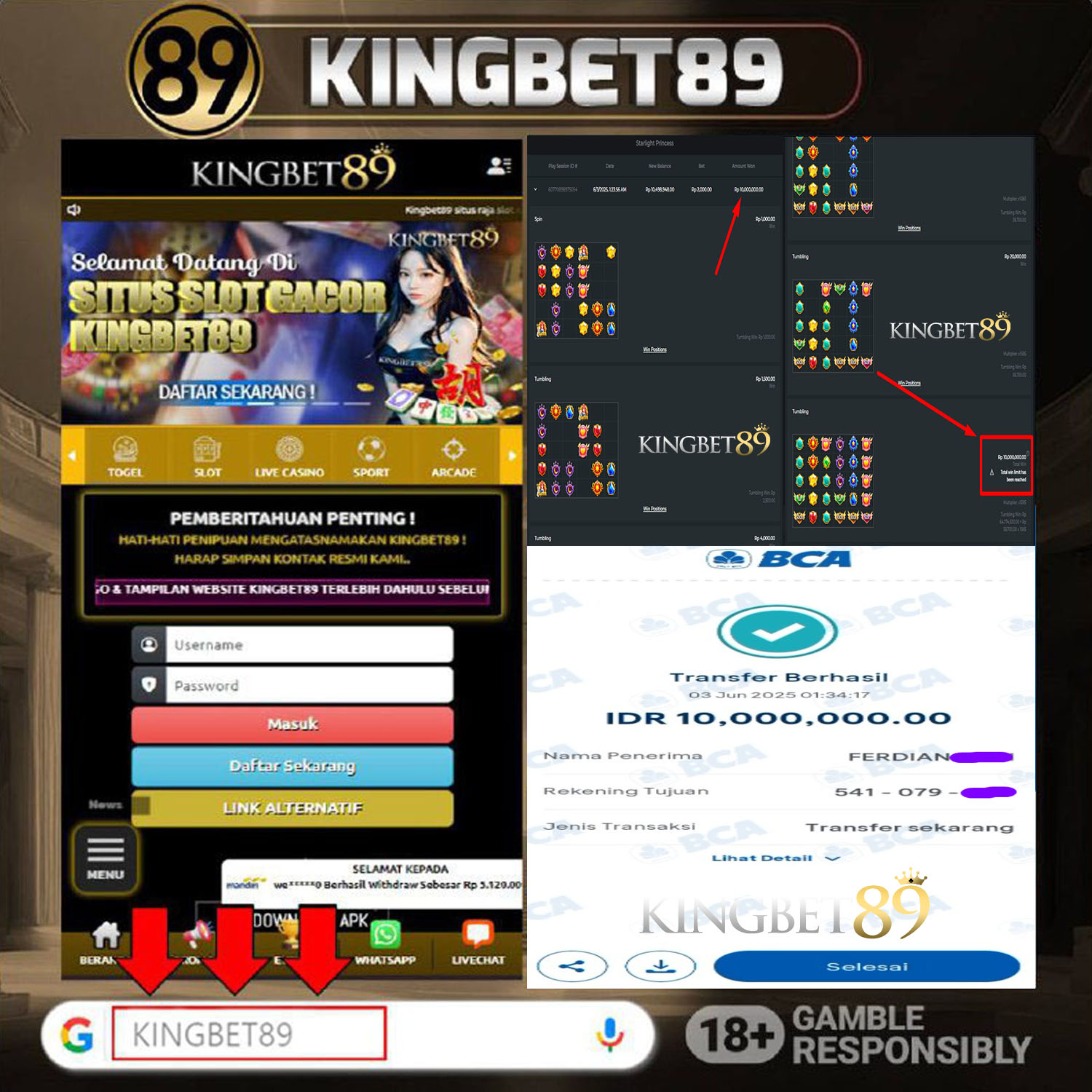 Rekapan PUTRI BINTANG KINGBET89 Terbaru 10.000.000 Lunas !