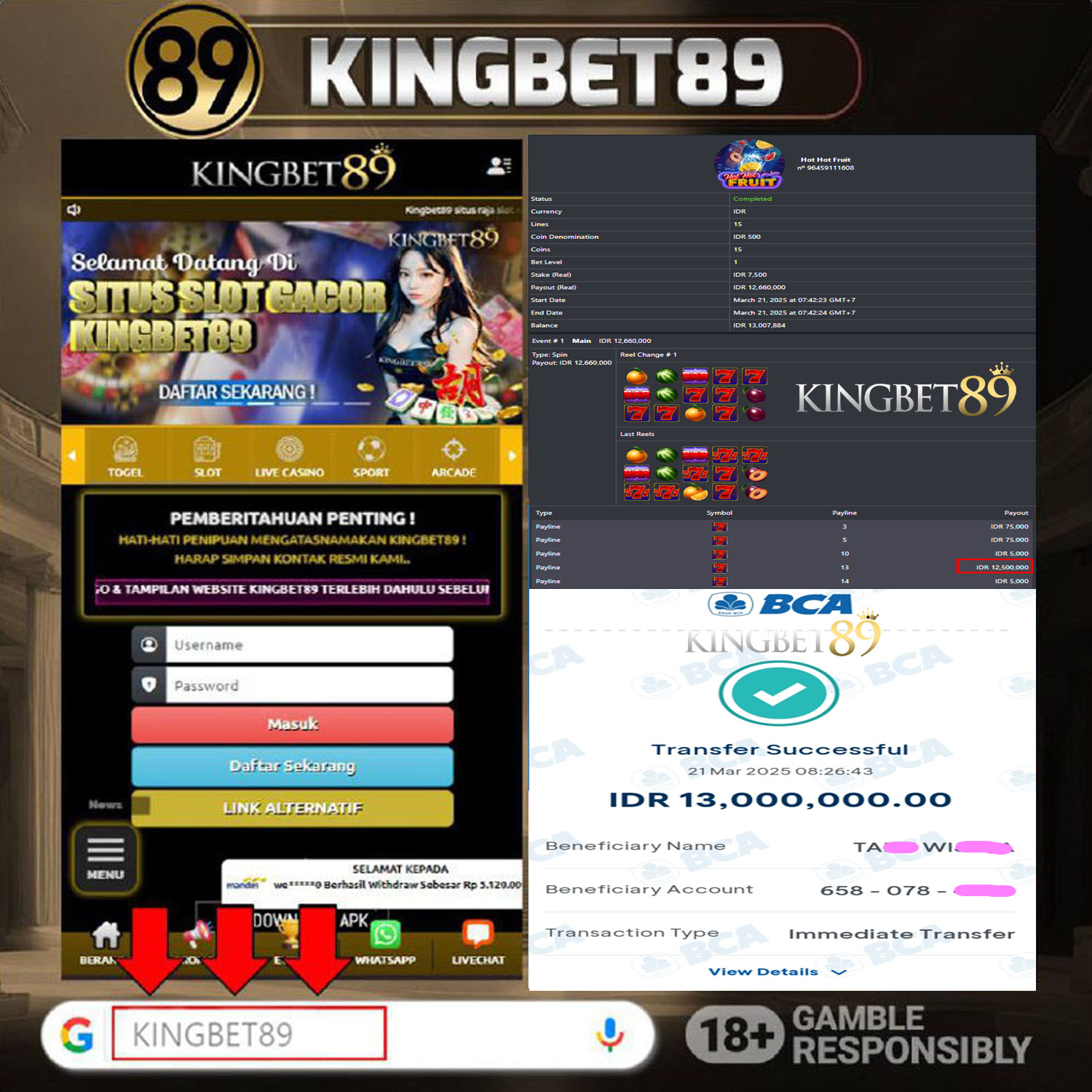 Rekapan HBNRO BUAH BUAH PANAS KINGBET89 Terbaru Rp 13.000.000 Lunas!