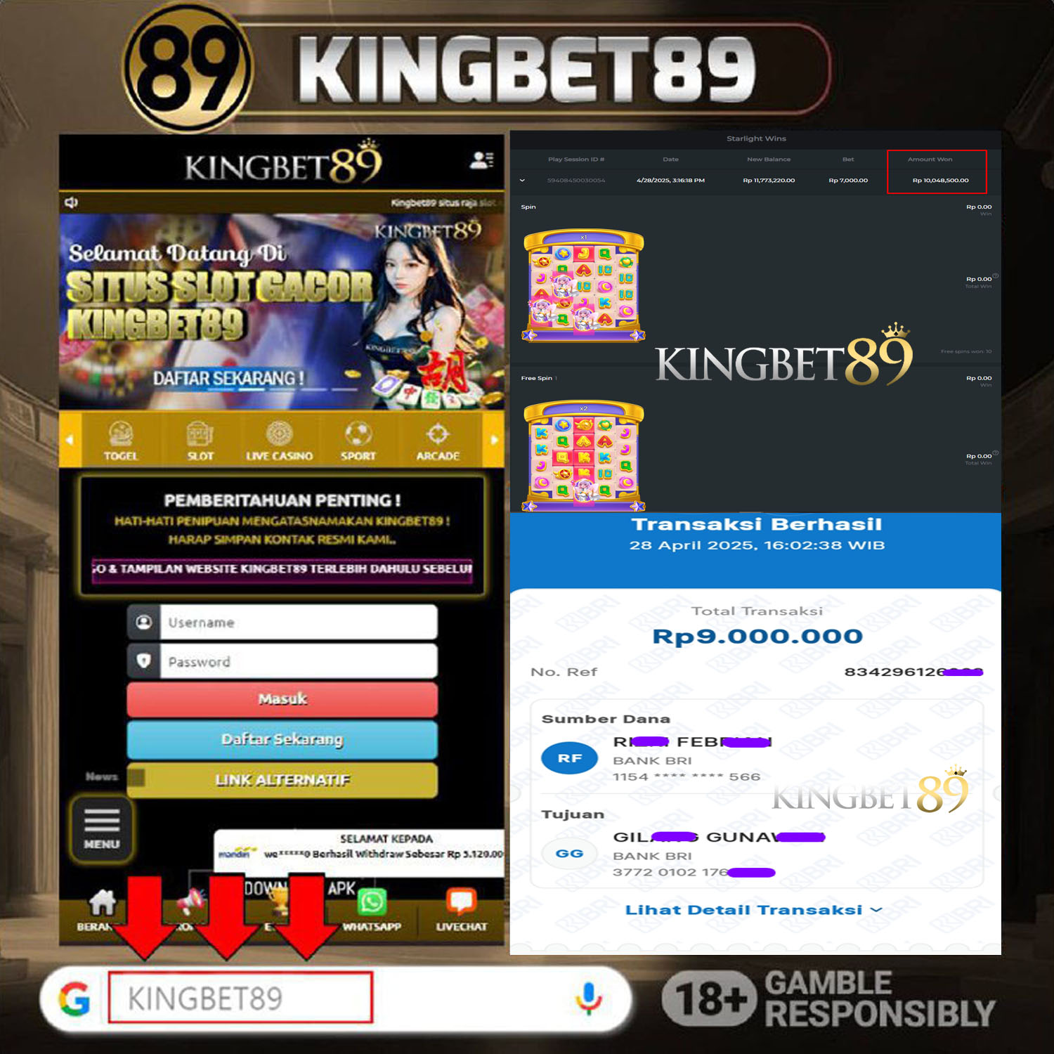 Rekapan PP STARLIGHT WINS KINGBET89 Terbaru 9.000.000 Lunas !