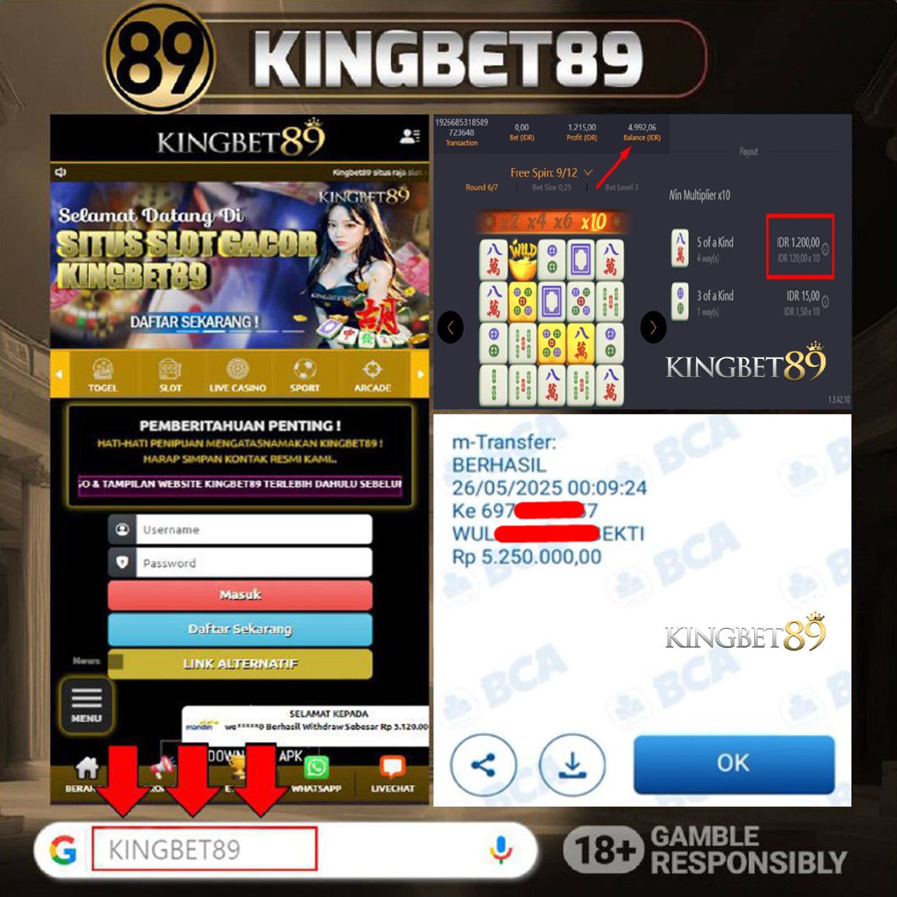 Rekapan terbaru PG MJ1 KINGBET89 Resmi Rp 5.250.000 Lunas !