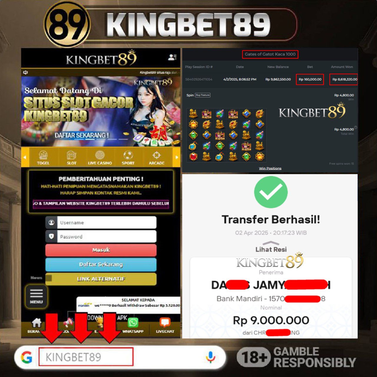 Rekapan PP KSATRIA GATOT KOCO 1000 KINGBET89 Terbaru 9.000.000 Lunas !