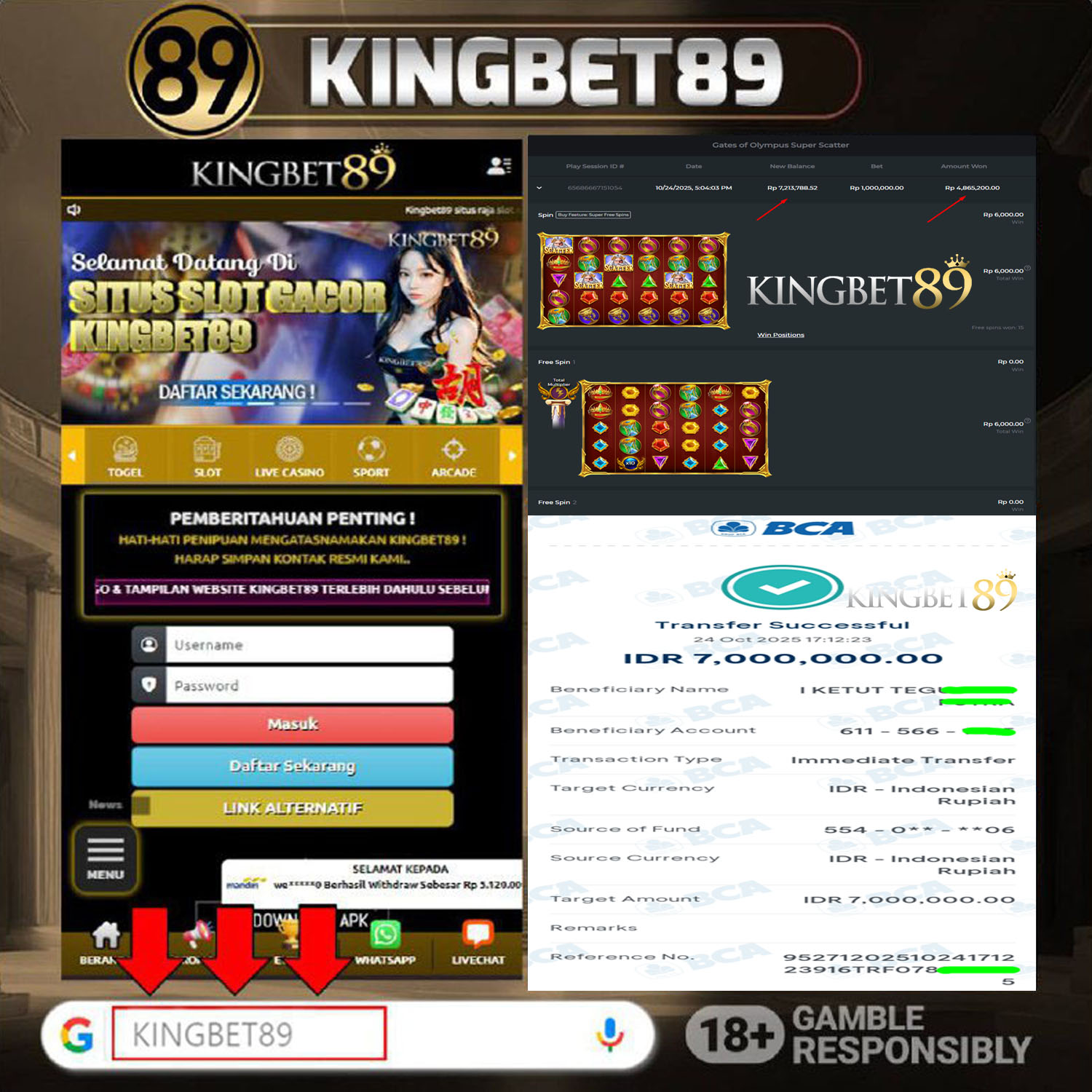 Rekapan OM ZEUS OLYMPUS SUPER SCATTER KINGBET89 Terbaru 7.000.000 Lunas !