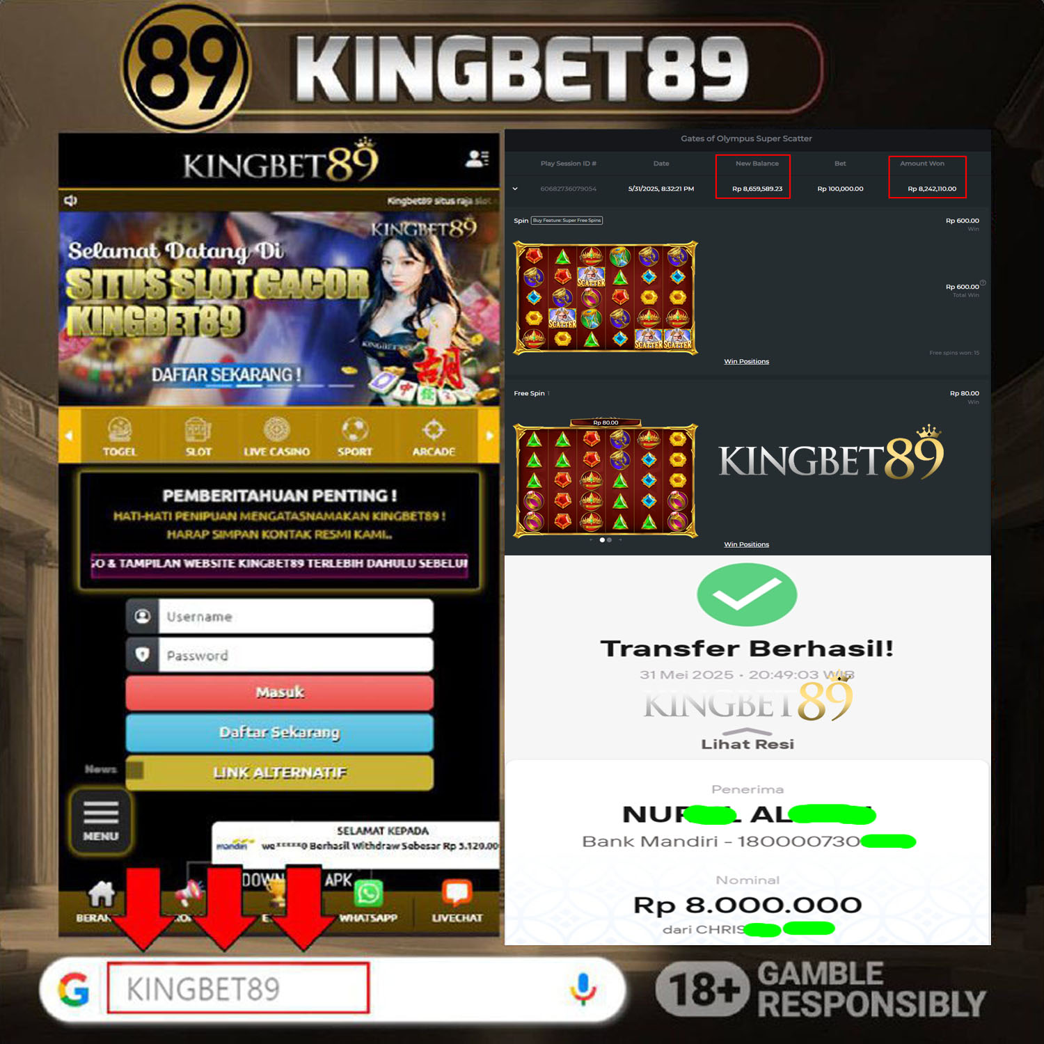 Rekapan KAKEK PETIR SUPER SCTTR KINGBET89 Terbaru 8.000.000 Lunas !