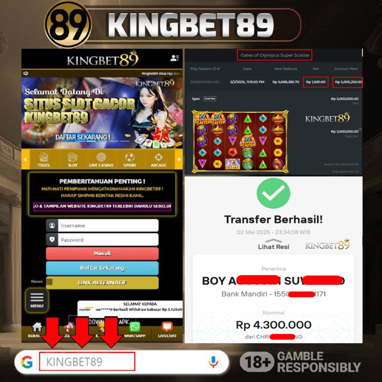 Rekapan PP OPA PETIR Super Scatter KINGBET89 Terbaru 4.300.000 Lunas !