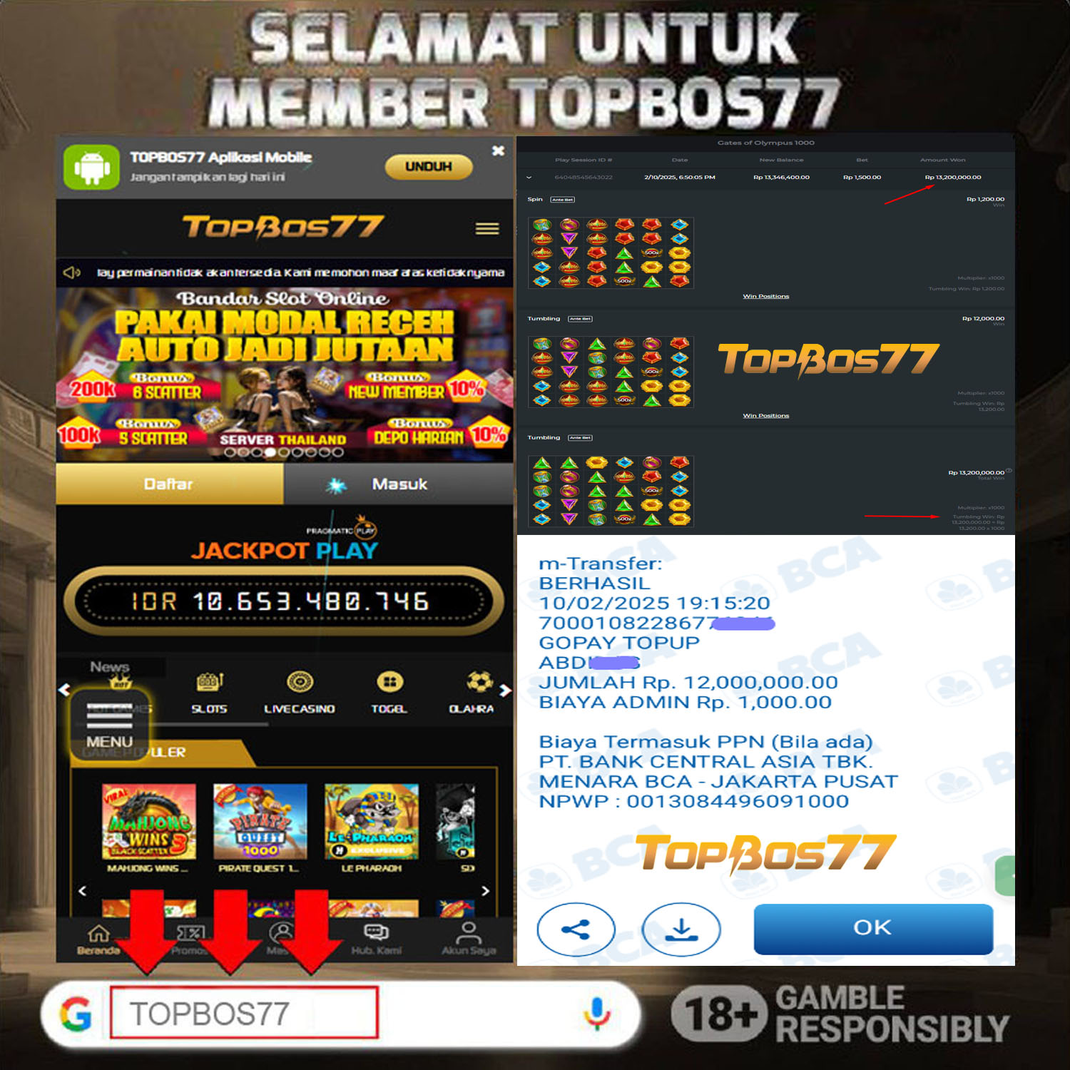 Rekapan Kakek Petir 1000 TOPBOS77 Terbaru 12.000.000 Lunas !