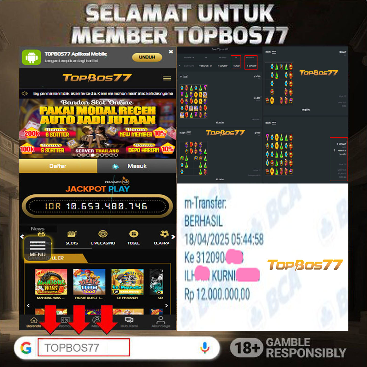Rekapan KAKEK PETIR OLYMPUS 1000 TOPBOS77 Terbaru 12.000.000 Lunas !