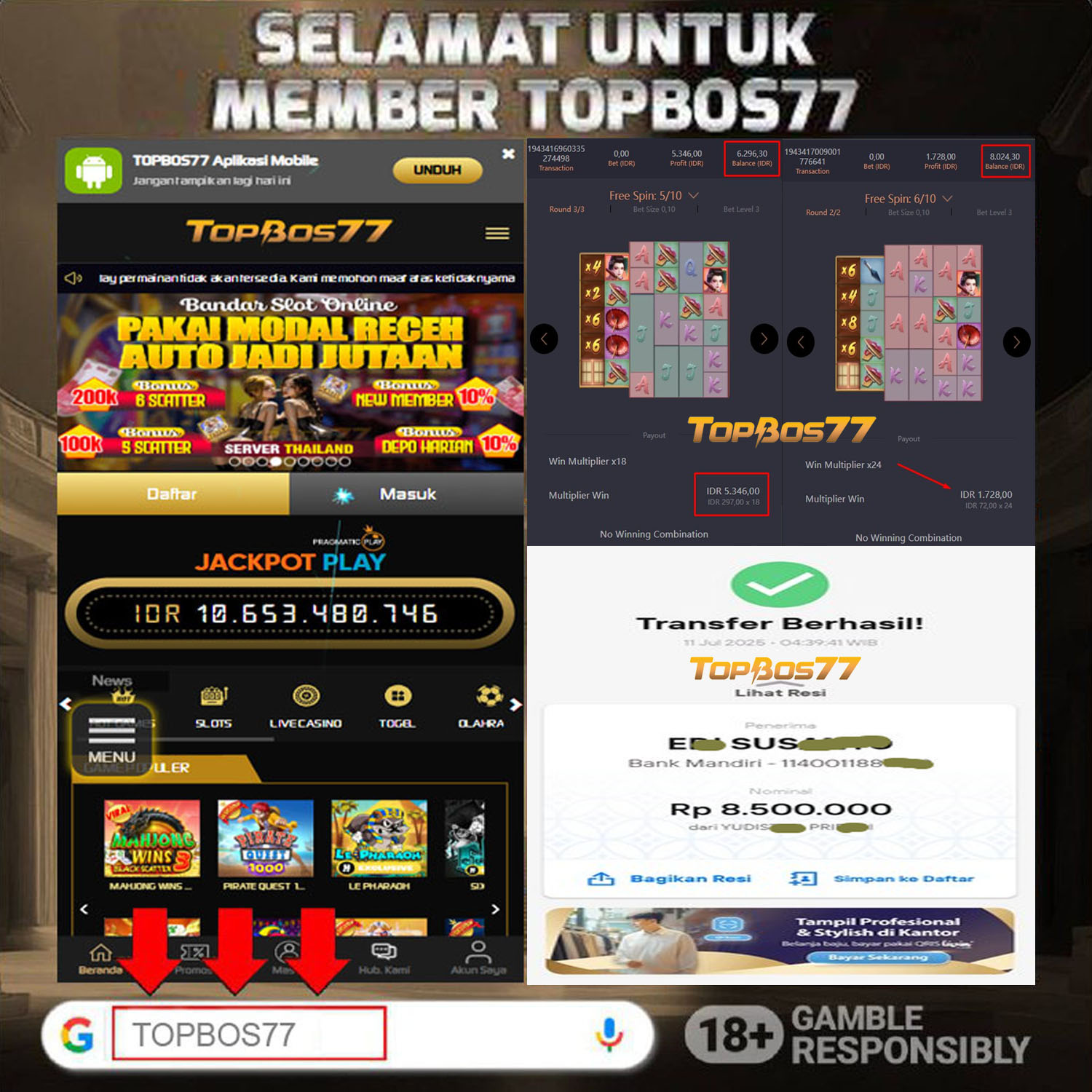 Rekapan PG GEISHAS REVENGE TOPBOS77 Resmi Rp 8.500.000 Lunas !