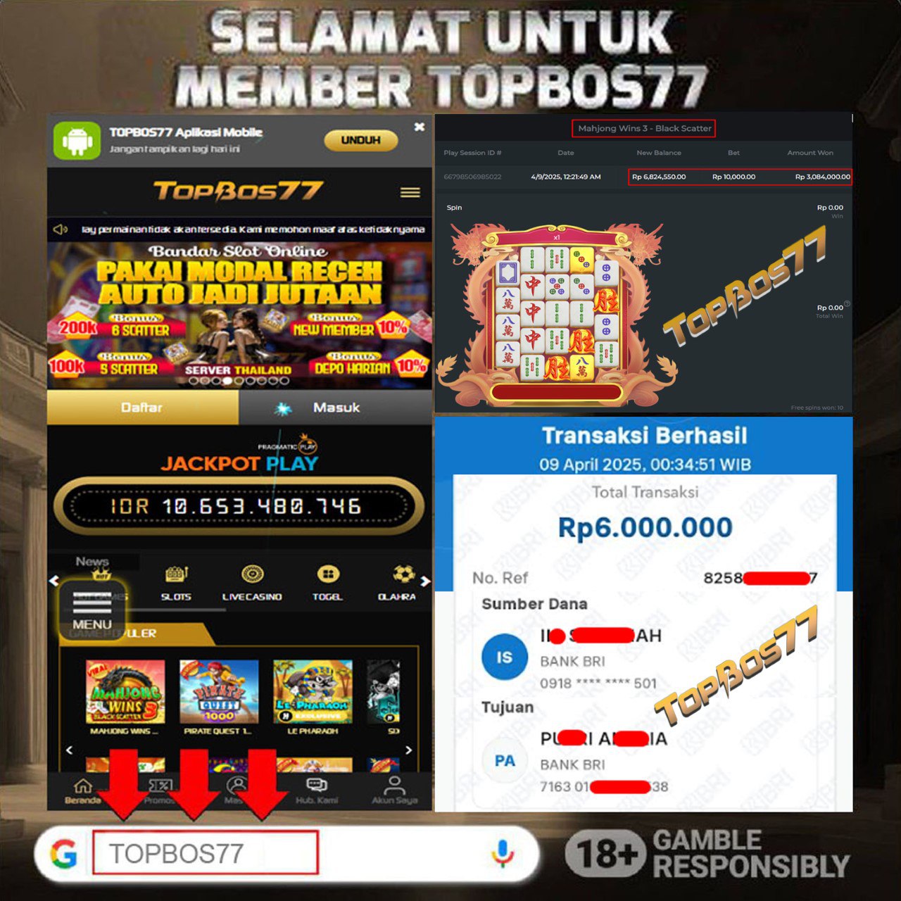 Rekapan PP MJ3 NAGA HITAM TOPBOS77 Resmi Rp 6.000.000 Lunas!