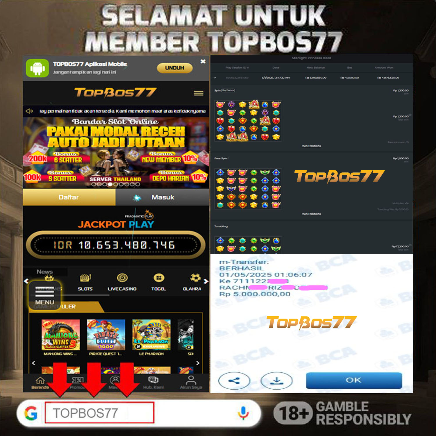 Rekapan PP INCESS 1000 TOPBOS77 Terbaru 5.000.000 Lunas !